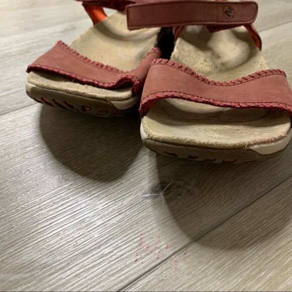 Merrel Strappy Jacardia Sandal Arch Support Dark Red & Orange 9 - Picture 7 of 8